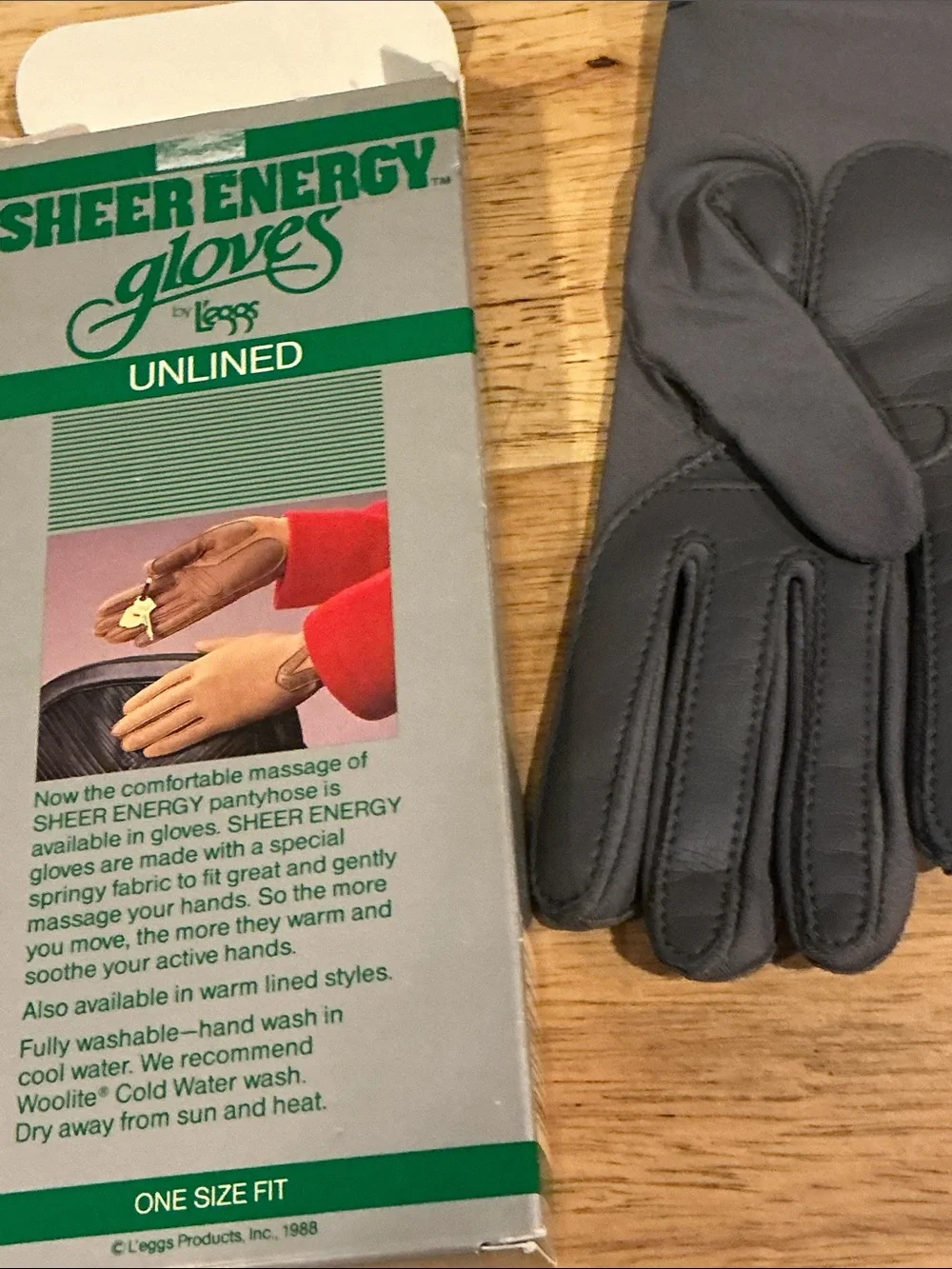 Vintage 1988 L’eggs Sheer Energy Driving Gloves Unlined Gray One Size NIB